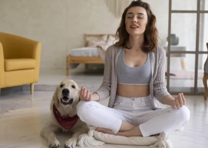 5 postures de doga simples pour pratiquer chez vous avec votre chien